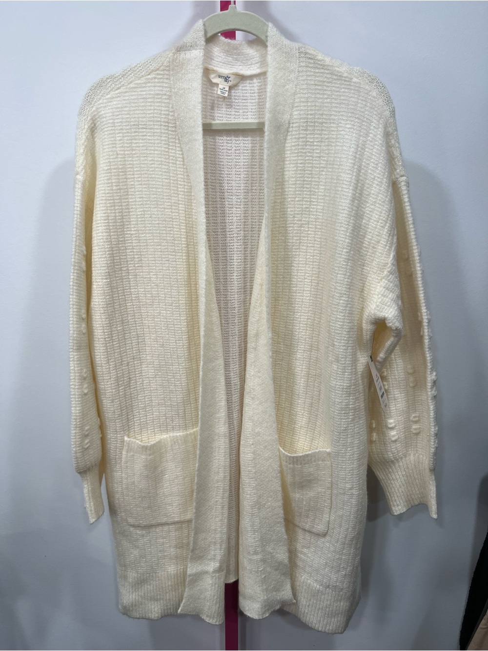 Cream Soft Open-Front Women's Cardigan with Pockets NWT